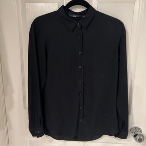 Uniqlo Black Long Sleeve Blouse Small